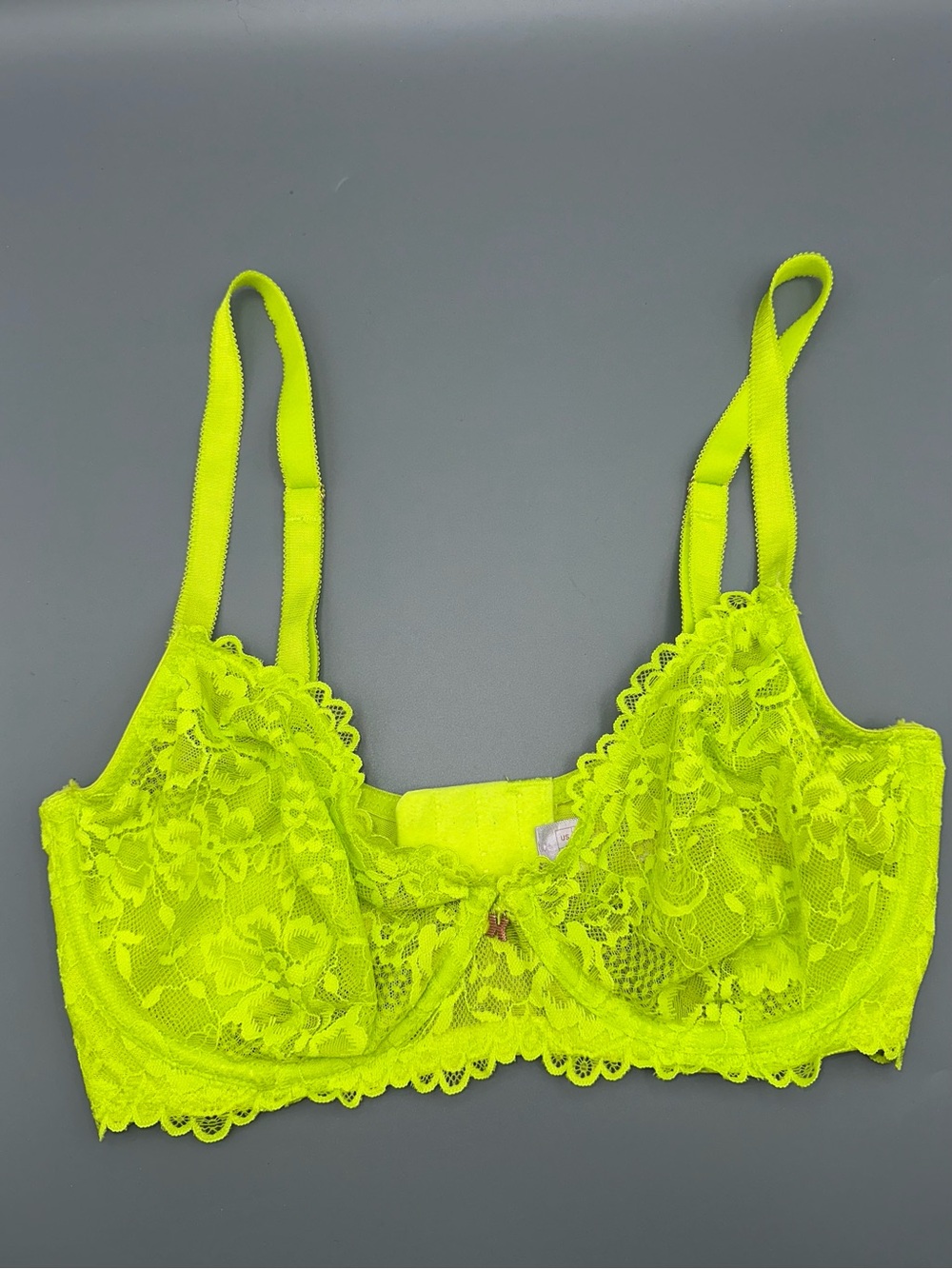 Savage X Fenty Floral Lace Unlined Wired Bra 32DD Acid Lime Green Festival